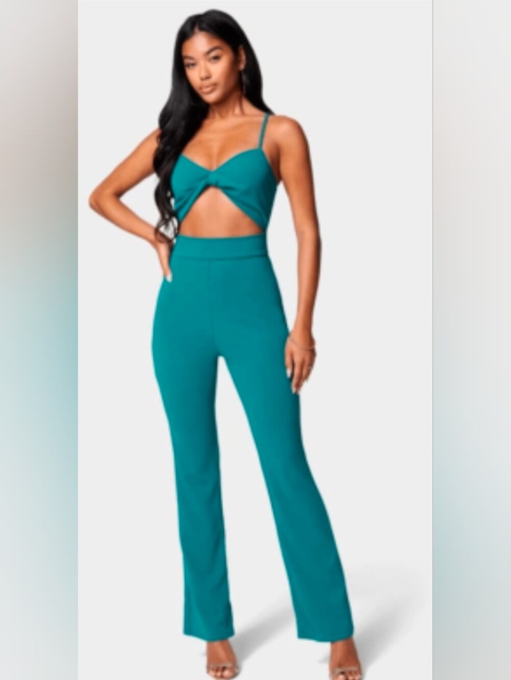 NWT/Bebe TWIST FRONT WIDE LEG JUMPSUIT Small